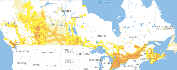 Couverture réseau de Fido